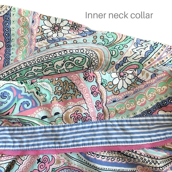 TALBOTS LONG SLEEVE PAISLEY BLOUSE BUTTON FRONT PURE COTTON PINK & BLUE | LARGE - Picture 7 of 11